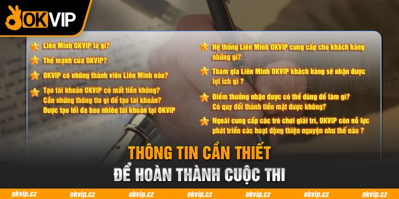 Thông tin cần thiết để hoàn thành cuộc thi