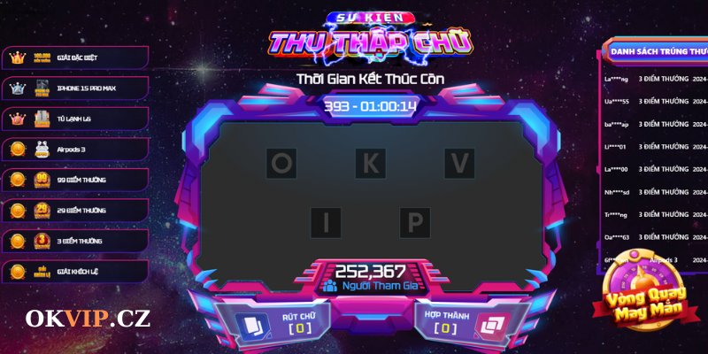 Thông tin chi tiết gameshow hoạt động thu thập chữ